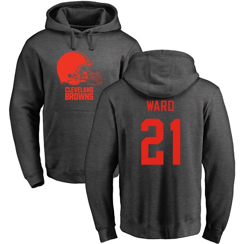 Men Cleveland Browns Denzel Ward Ash Jersey 21 NFL Football One Color Pullover Hoodie Sweatshirt